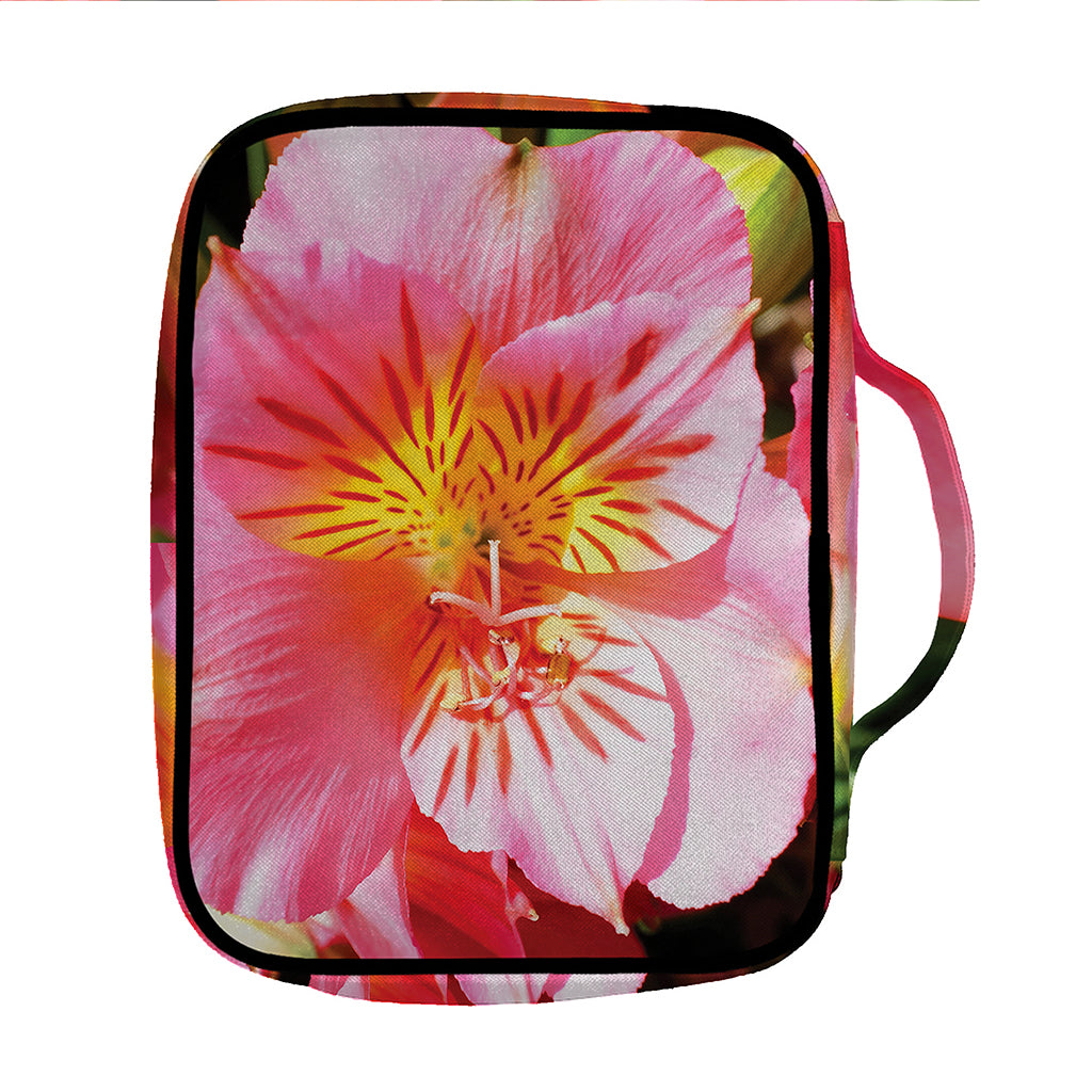 Pink Alstroemeria Print Front Pocket Bible Bag