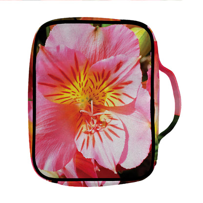 Pink Alstroemeria Print Front Pocket Bible Bag