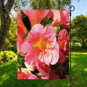 Pink Alstroemeria Print Garden Flag