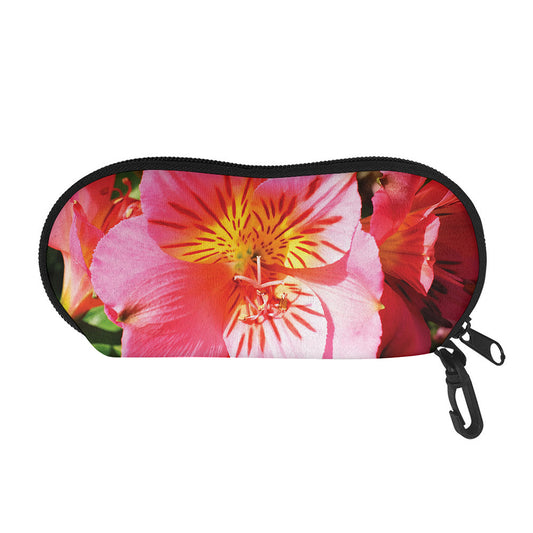 Pink Alstroemeria Print Glasses Case