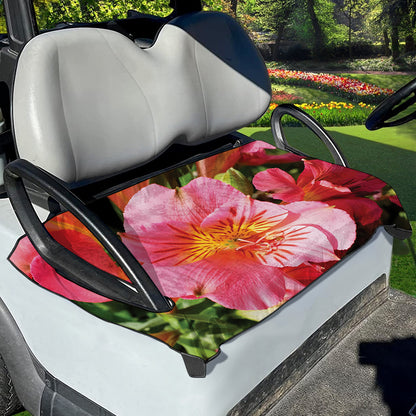 Pink Alstroemeria Print Golf Cart Seat Cover