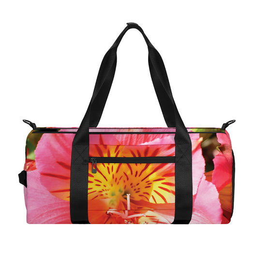 Pink Alstroemeria Print Gym Bag