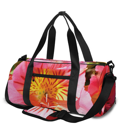 Pink Alstroemeria Print Gym Bag