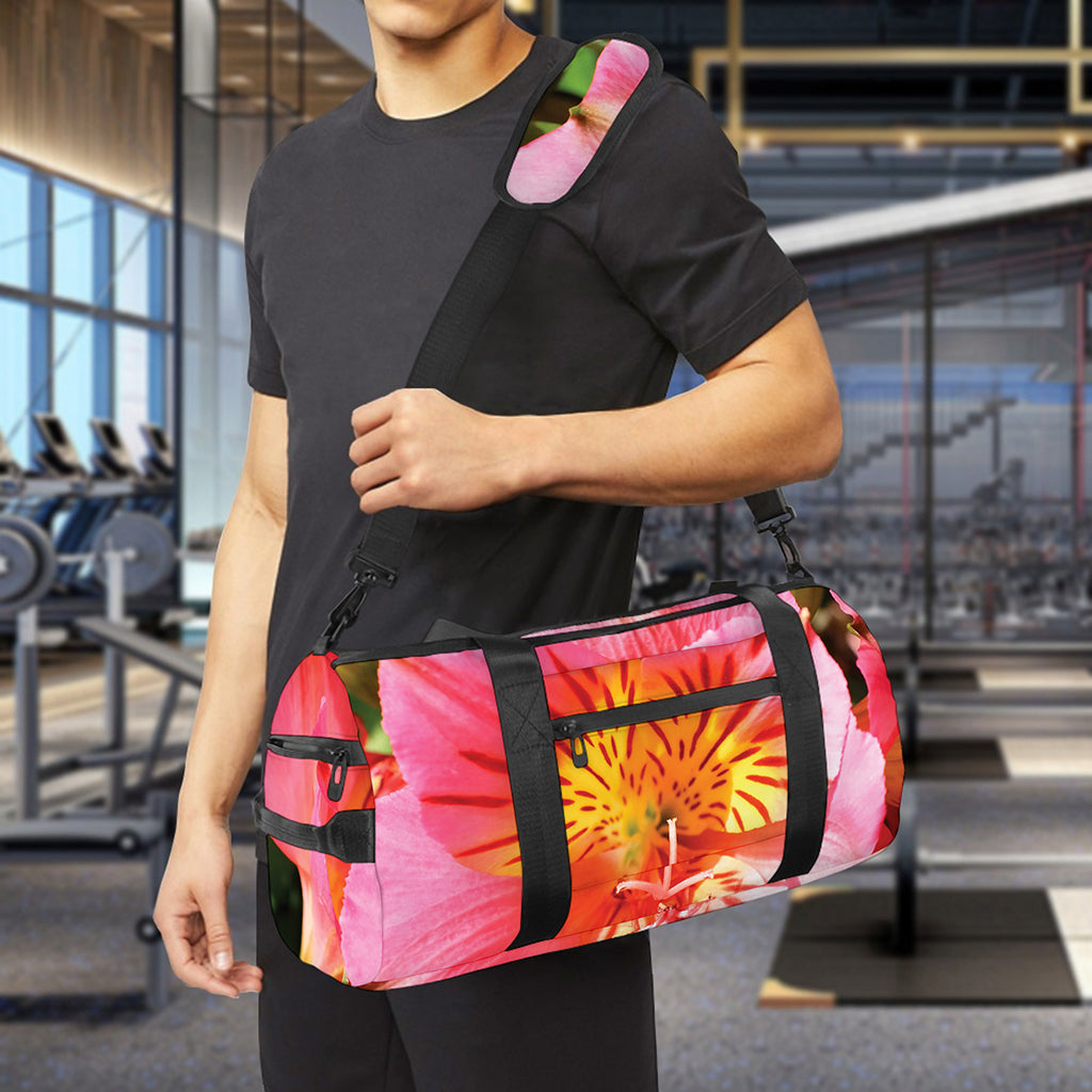 Pink Alstroemeria Print Gym Bag