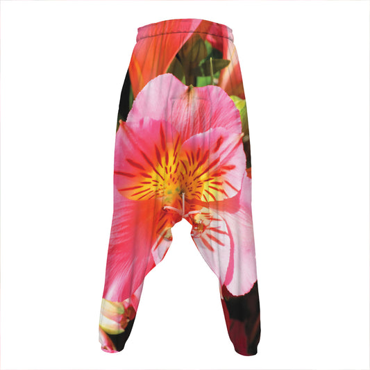 Pink Alstroemeria Print Hammer Pants