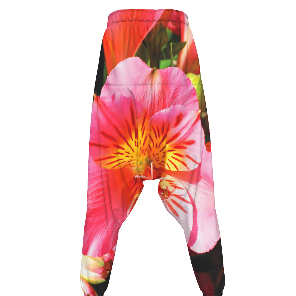 Pink Alstroemeria Print Hammer Pants