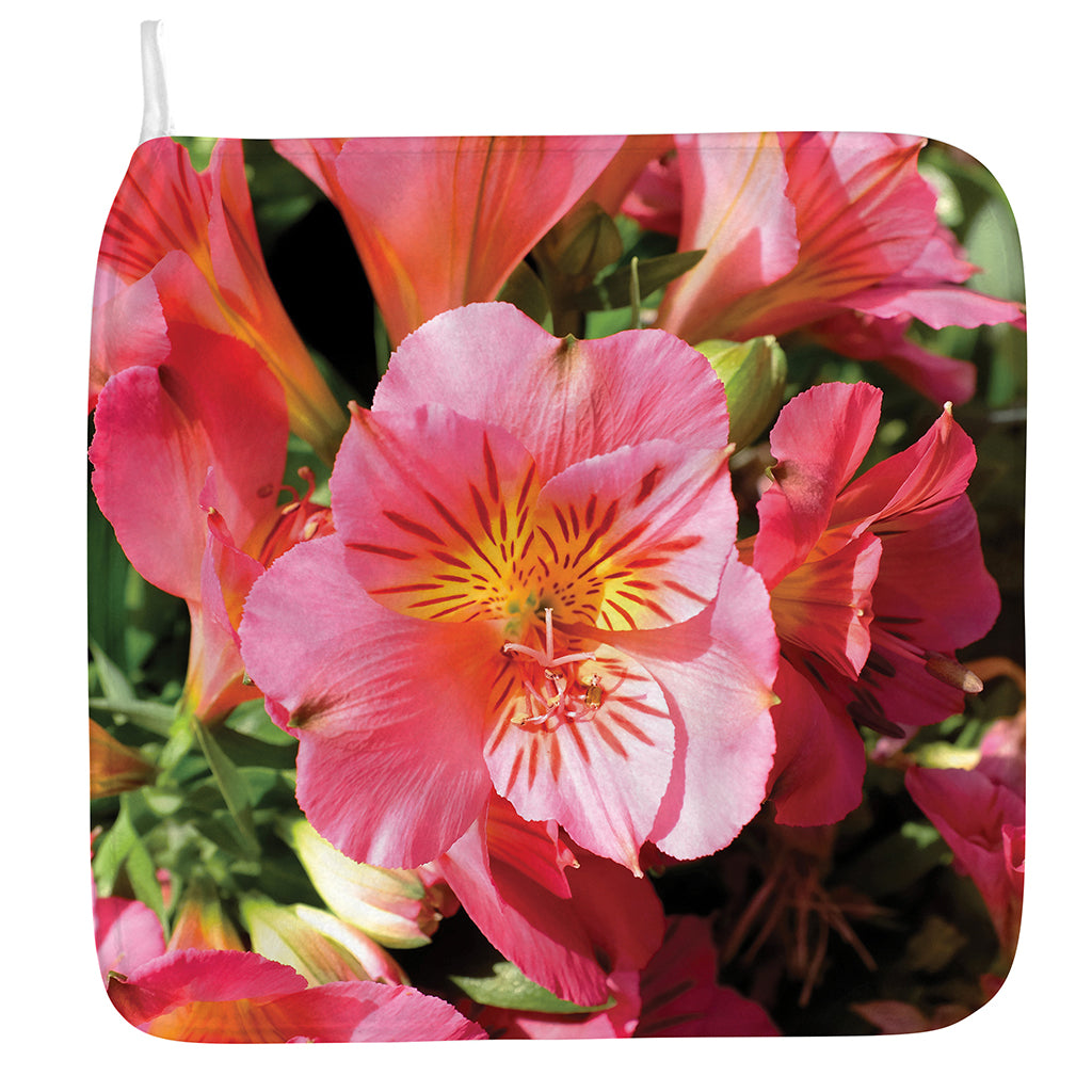 Pink Alstroemeria Print Hand Towel
