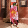 Pink Alstroemeria Print Harem Pants