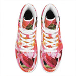 Pink Alstroemeria Print High Top Leather Sneakers