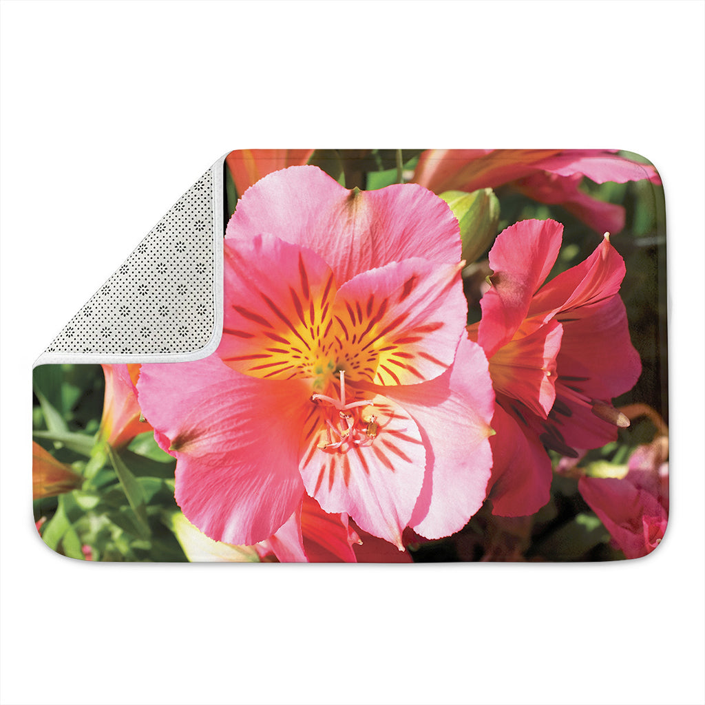Pink Alstroemeria Print Indoor Door Mat