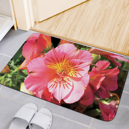 Pink Alstroemeria Print Indoor Door Mat