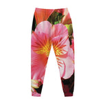 Pink Alstroemeria Print Jogger Pants