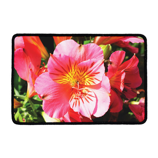Pink Alstroemeria Print Kitchen Mat