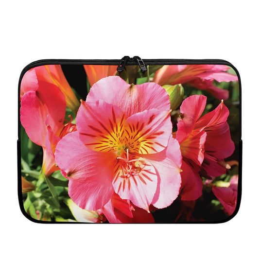 Pink Alstroemeria Print Laptop Sleeve