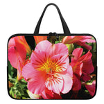 Pink Alstroemeria Print Laptop Sleeve With Handle
