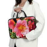 Pink Alstroemeria Print Laptop Sleeve With Handle