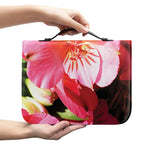 Pink Alstroemeria Print Leather Bible Cover