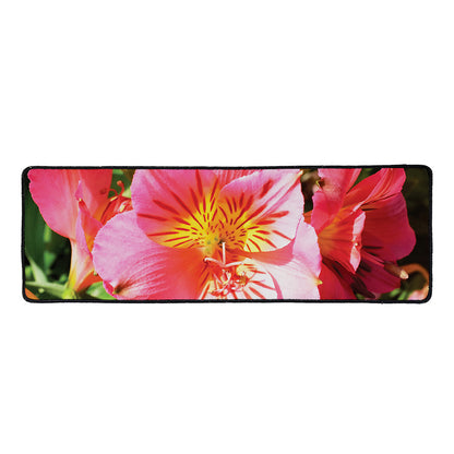 Pink Alstroemeria Print Long Kitchen Mat