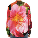 Pink Alstroemeria Print Long Sleeve Baseball Jersey