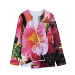 Pink Alstroemeria Print Long Sleeve Short Coat