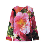 Pink Alstroemeria Print Long Sleeve Short Coat