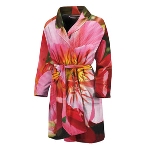 Pink Alstroemeria Print Men's Bathrobe