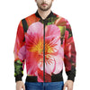 Pink Alstroemeria Print Men's Bomber Jacket