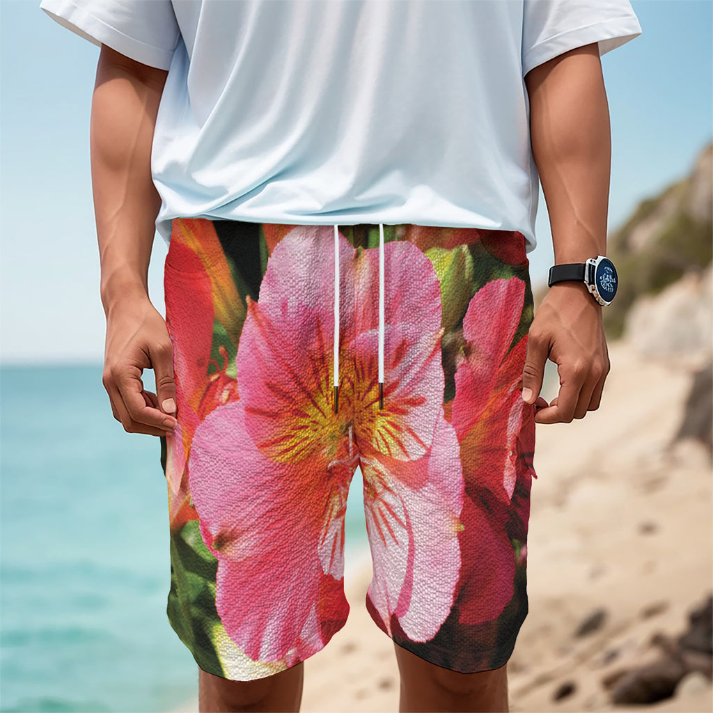 Pink Alstroemeria Print Men's Cargo Shorts