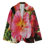 Pink Alstroemeria Print Men's Cotton Blazer