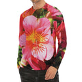 Pink Alstroemeria Print Men's Long Sleeve Rash Guard
