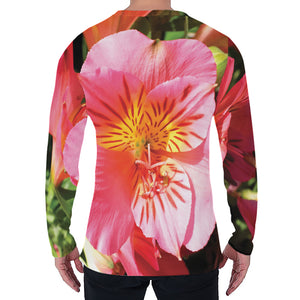 Pink Alstroemeria Print Men's Long Sleeve T-Shirt