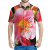 Pink Alstroemeria Print Men's Polo Shirt