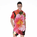 Pink Alstroemeria Print Men's Romper