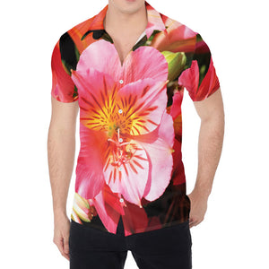 Pink Alstroemeria Print Men's Shirt