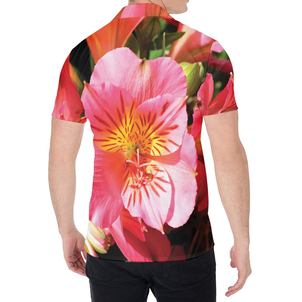 Pink Alstroemeria Print Men's Shirt