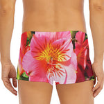 Pink Alstroemeria Print Men's Short Boxer Briefs