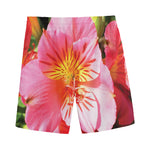 Pink Alstroemeria Print Men's Sports Shorts