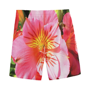 Pink Alstroemeria Print Men's Sports Shorts