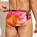 Pink Alstroemeria Print Men's Swim Briefs
