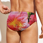 Pink Alstroemeria Print Men's Swim Briefs