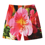 Pink Alstroemeria Print Men's Swim Trunks