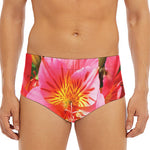 Pink Alstroemeria Print Men's Triangle Swim Briefs