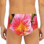 Pink Alstroemeria Print Men's Triangle Swim Briefs