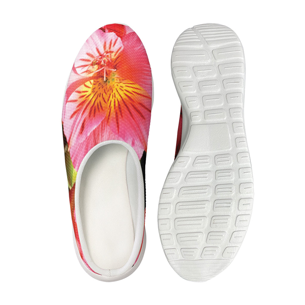 Pink Alstroemeria Print Mesh Casual Shoes