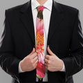 Pink Alstroemeria Print Necktie