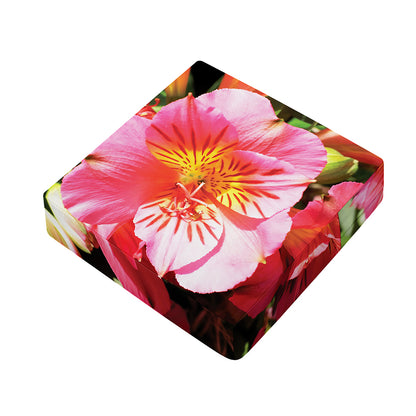 Pink Alstroemeria Print Outdoor Seat Cushion Cover