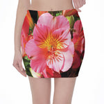 Pink Alstroemeria Print Pencil Mini Skirt