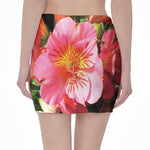 Pink Alstroemeria Print Pencil Mini Skirt