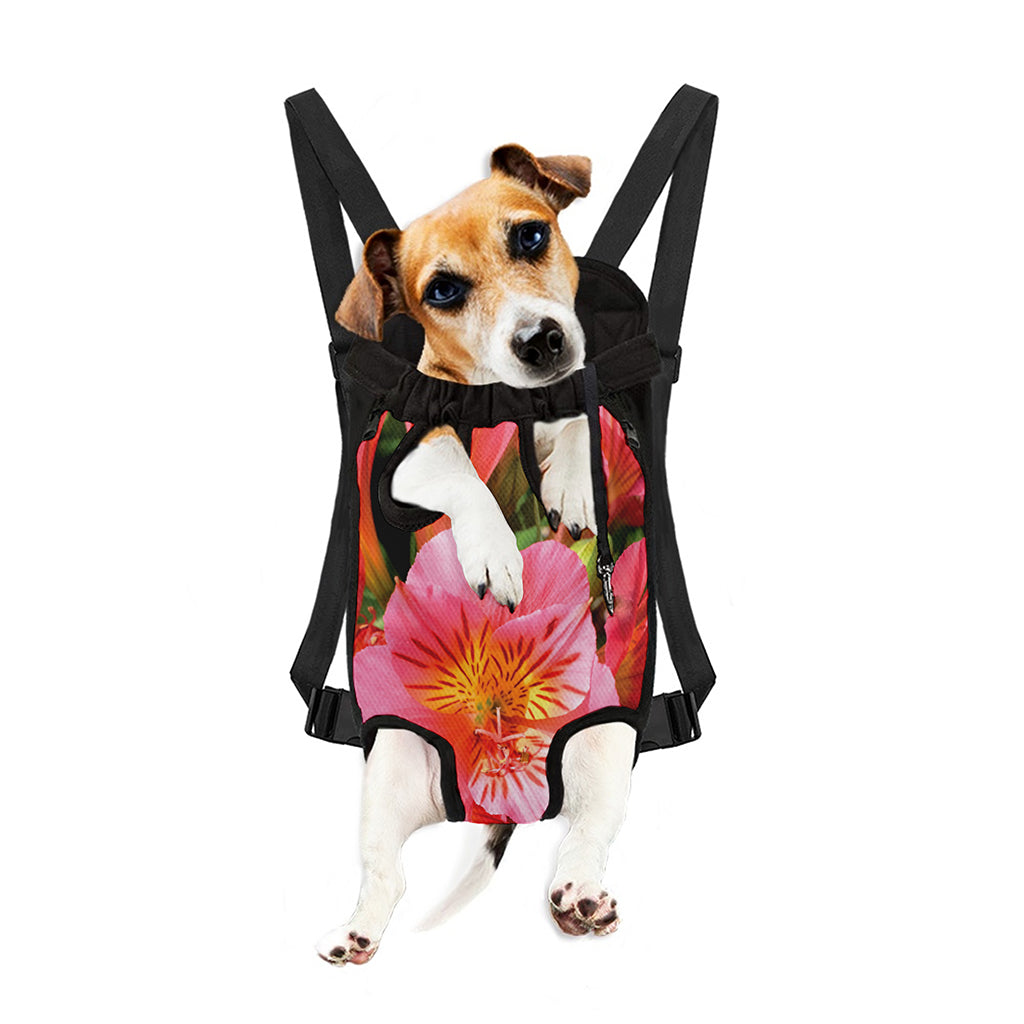 Pink Alstroemeria Print Pet Carrier Backpack