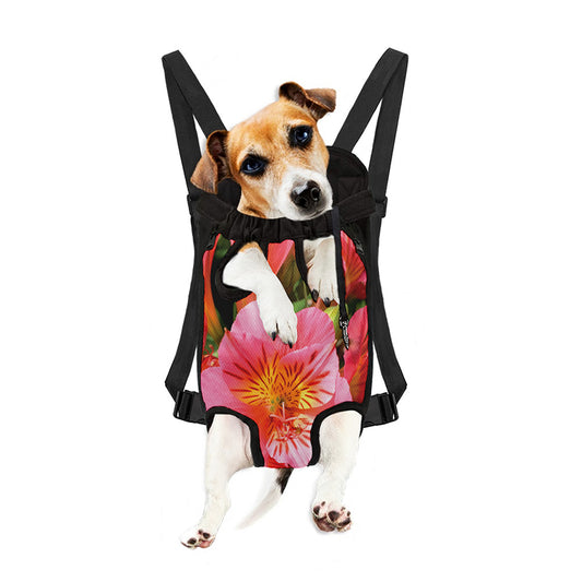 Pink Alstroemeria Print Pet Carrier Backpack